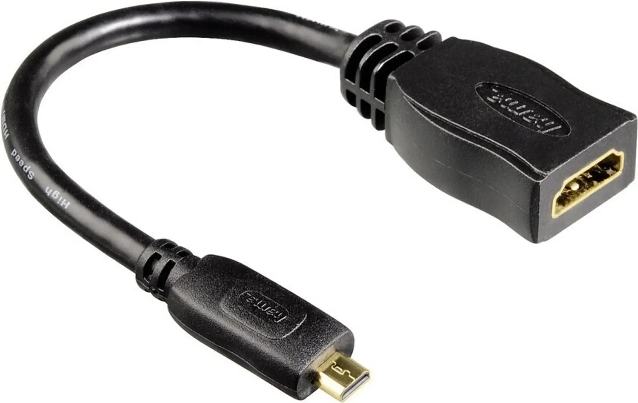 Hama HDMI-Kabeladapter – Micro-HDMI (Typ D) Stecker auf HDMI (Typ A) Kupplung, 0,1 m