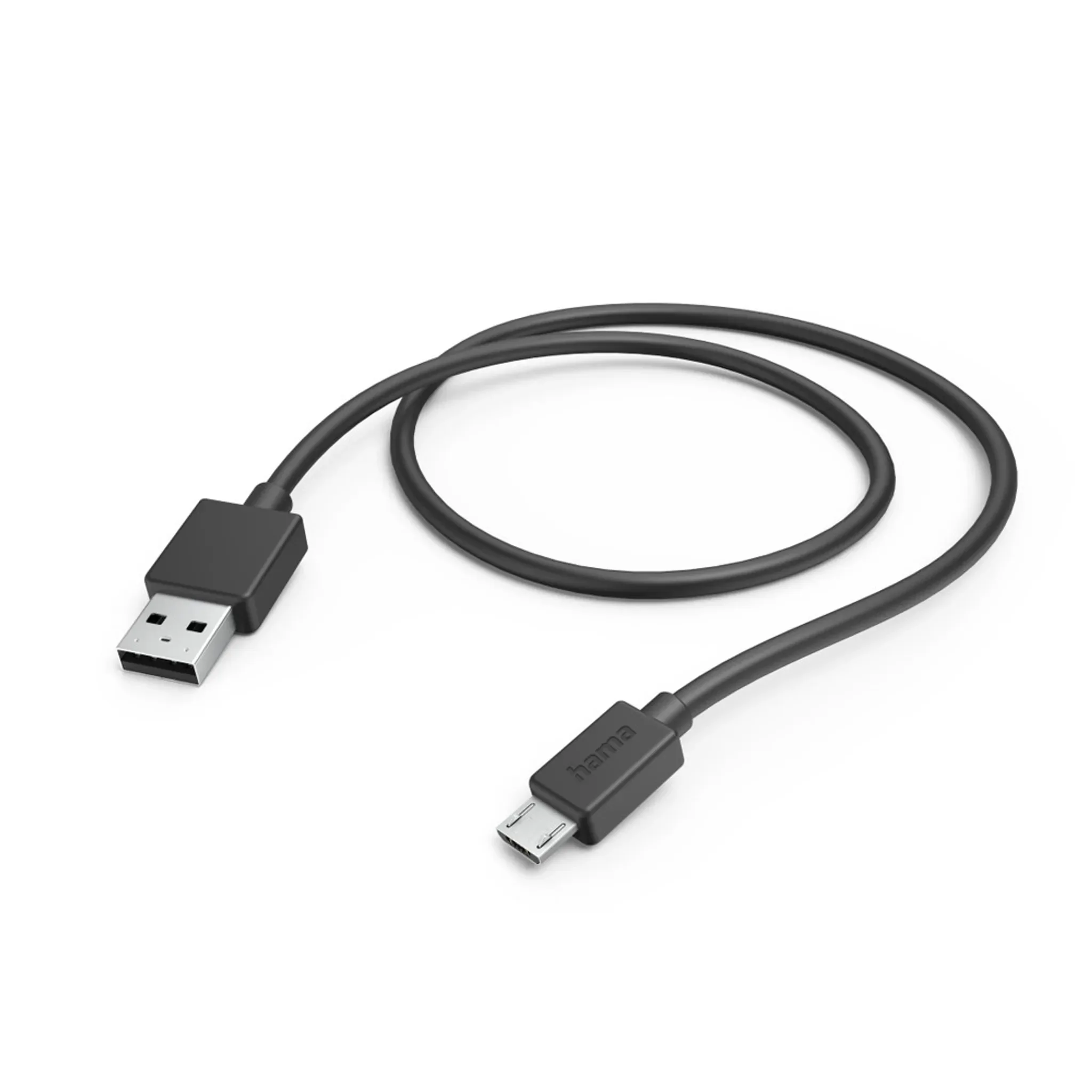 Hama USB-Ladekabel – USB-A auf Micro-USB, 1 m, Schwarz
