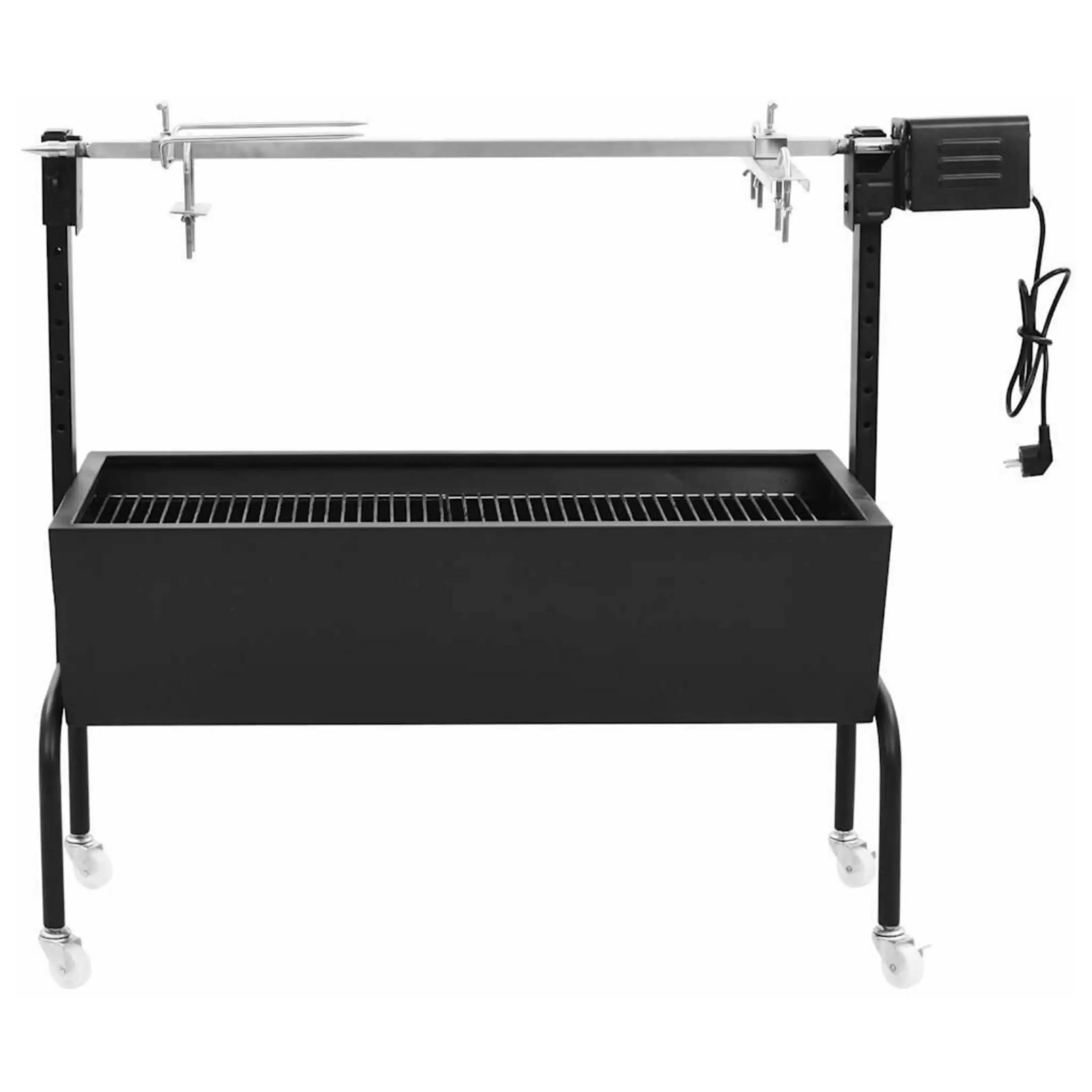 HIYORI Elektrischer Grill höhenverstellbar Edelstahl mit Rollen Schwarz