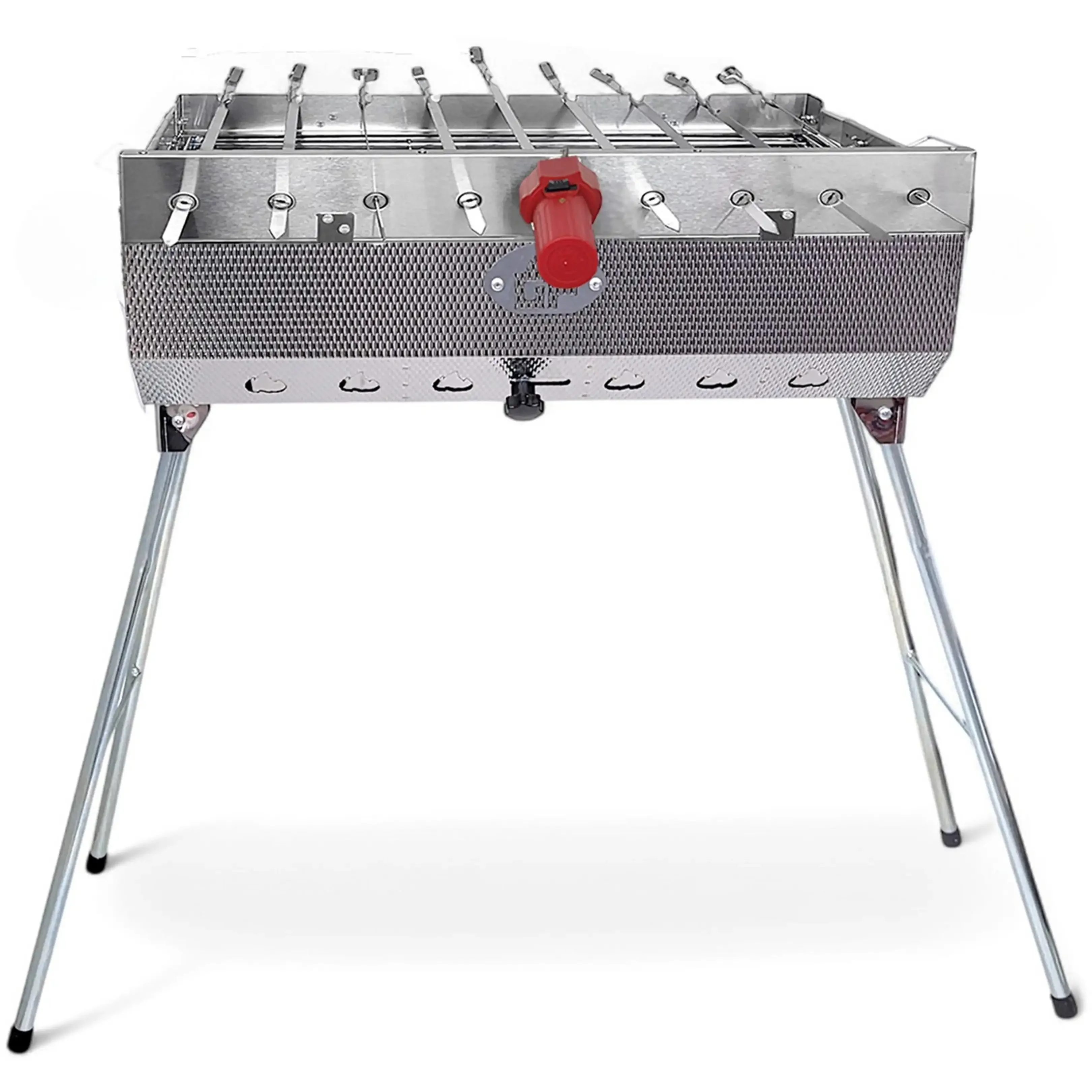 GRILLPETER Taschkent Schaschlikgrill mit 9 Spießen Silber