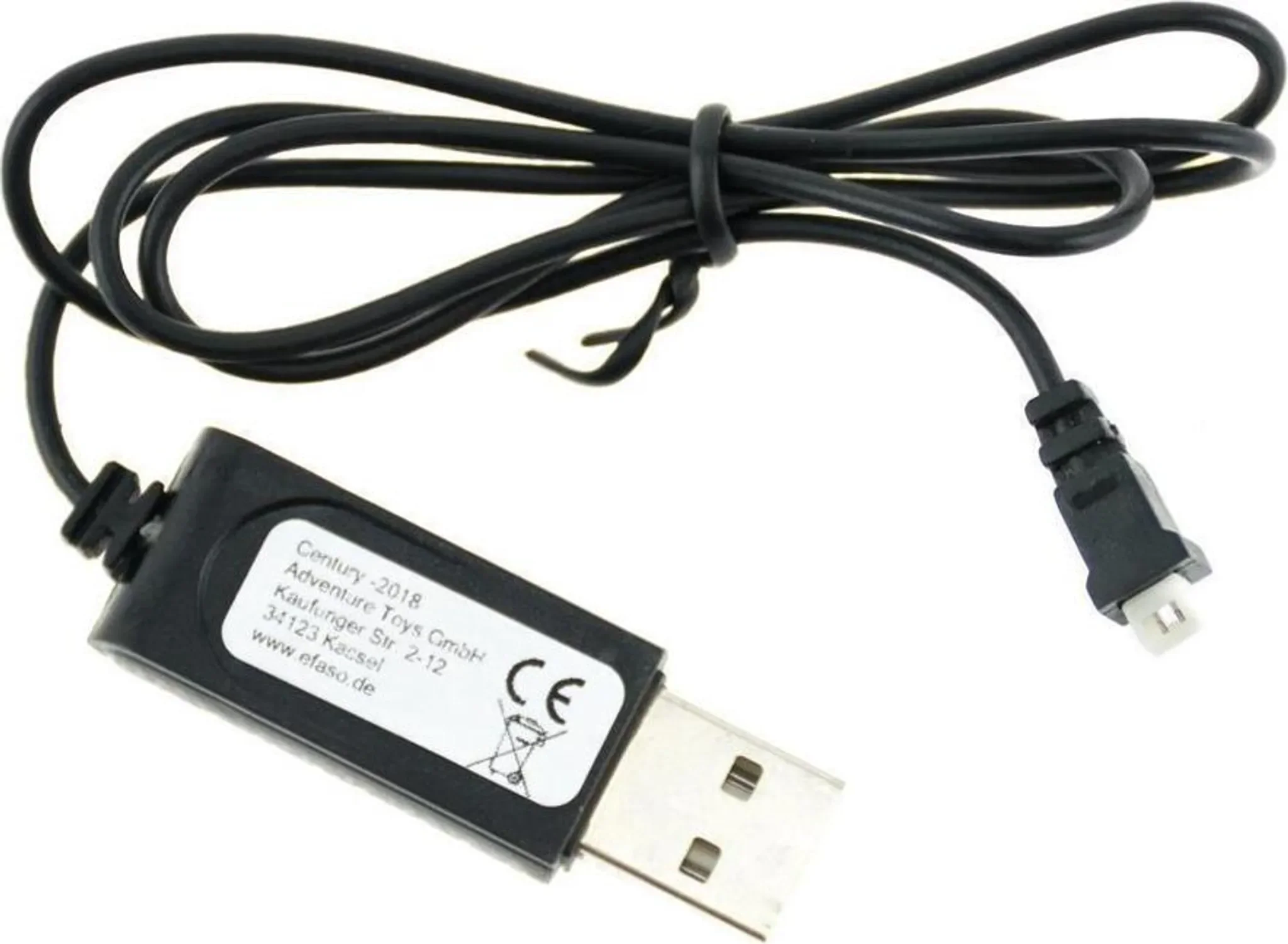 efaso USB-Ladekabel für 3,7-V Akkus – PH 1.25 Stecker (2-Pin), 250 mAh