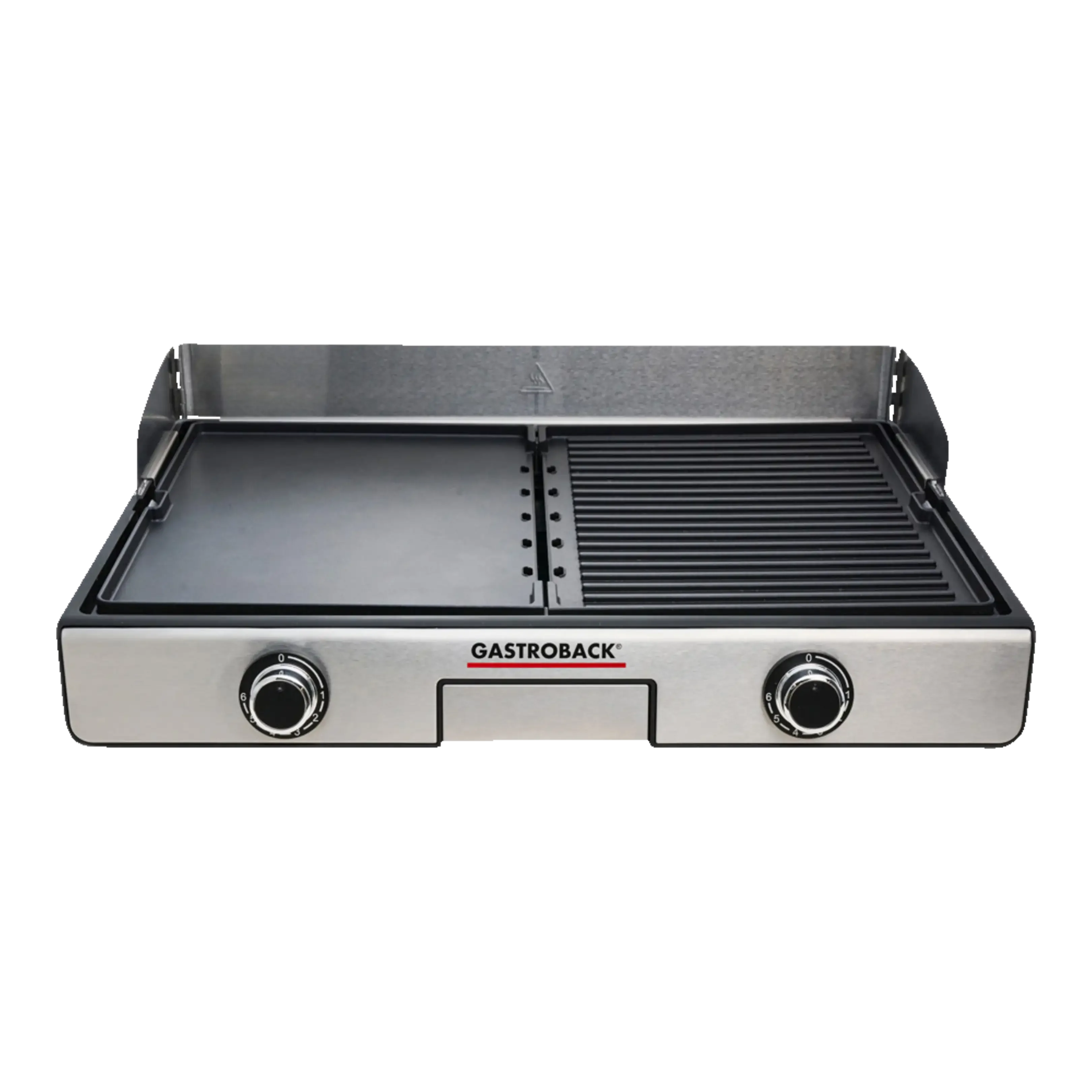 GASTROBACK 42524 Plancha und BBQ Elektrogrill 2000 W Silber Schwarz