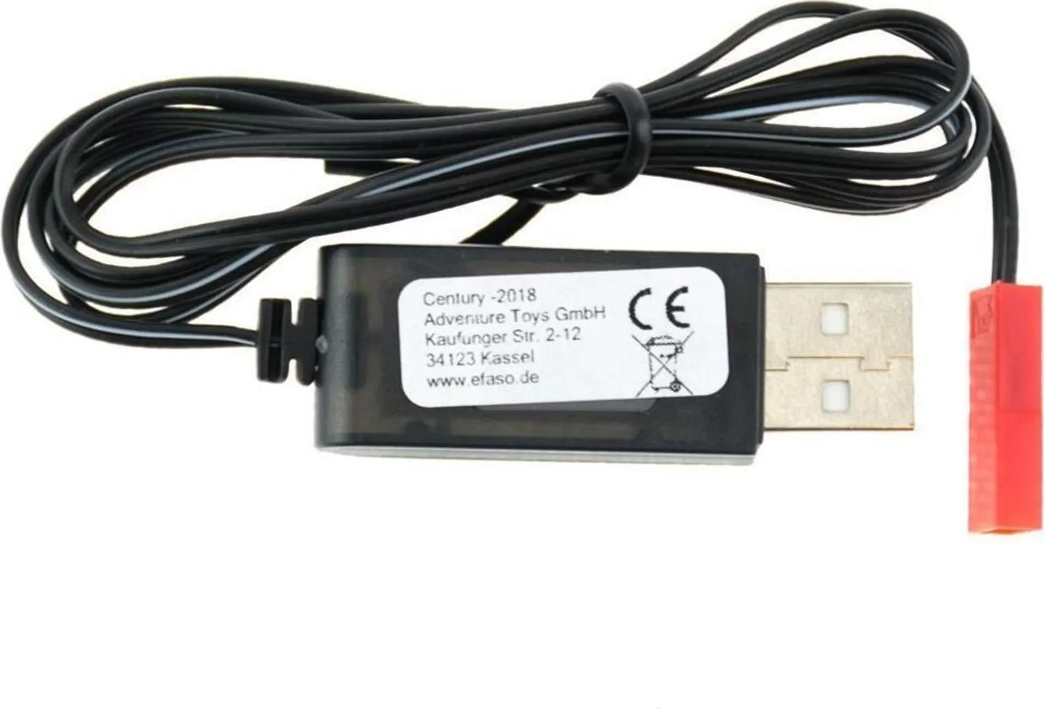efaso USB-Ladekabel für 3,7-V Akkus mit JST-Stecker – 250 mAh