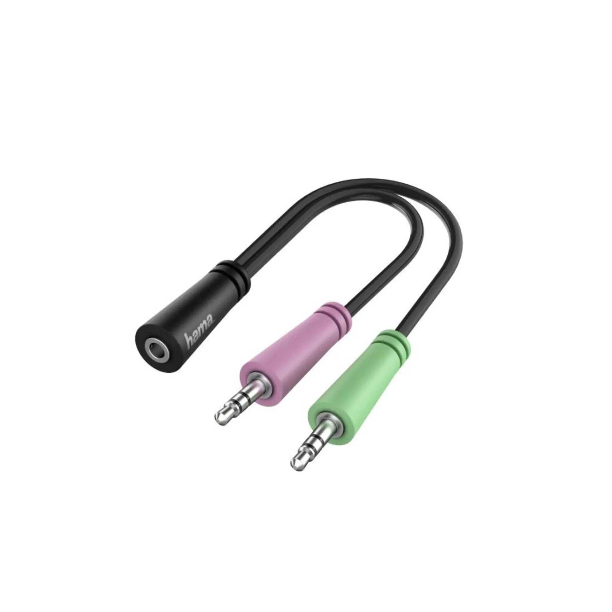 Hama Audio-Adapter – 2× 3-polige 3,5-mm-Klinkenstecker auf 4-polige 3,5-mm-Klinkenbuchse, 0,15 m